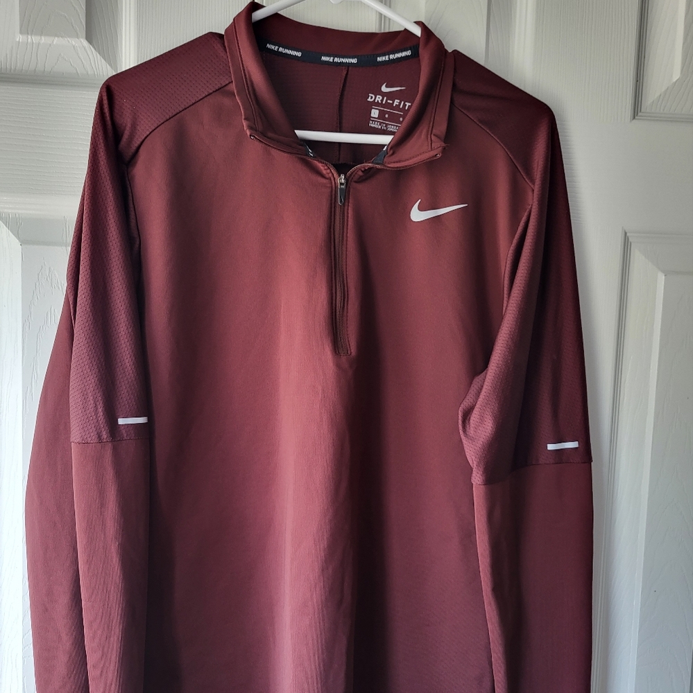 Nike Men's Dri-Fit Element 1/4 Zip Running Top, Brown/red color